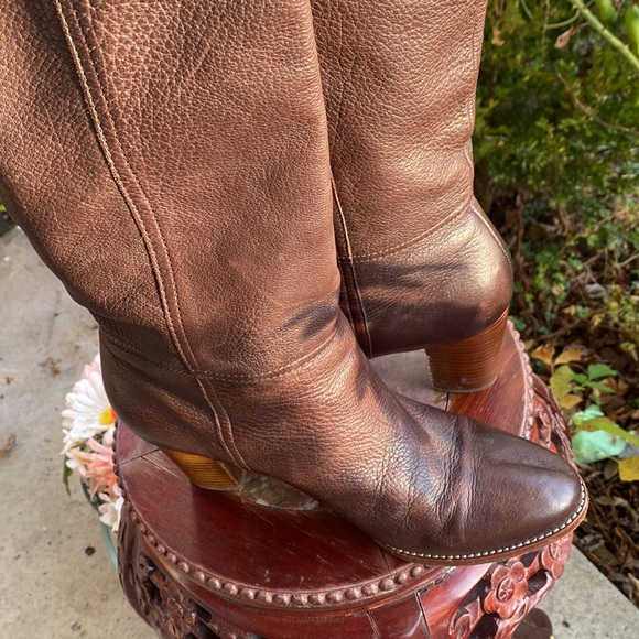 VintageCoach Womens Knee High Riding Boots Size 8 Brown Leather Tassels Western - Picture 8 of 16